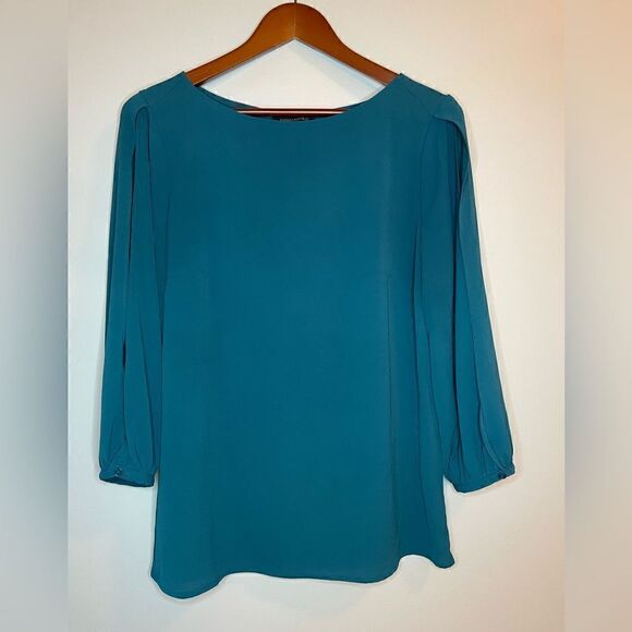 Banana Republic Teal Blouse with open sleeves Size Small - Picture 8 of 10